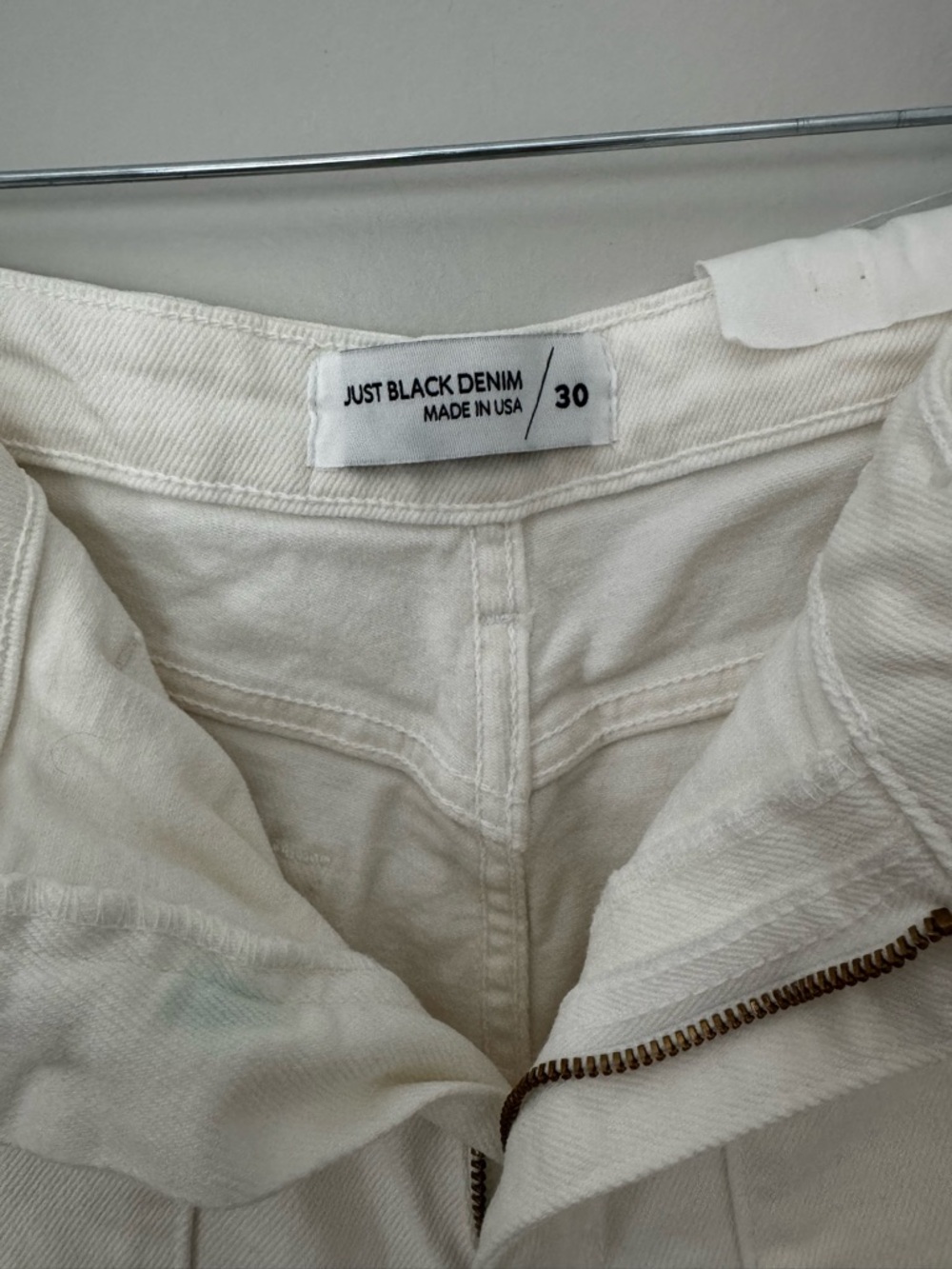 Just Black Denim Sailor Pocket Wide Leg Pants in cream, size 30 - Picture 7 of 10